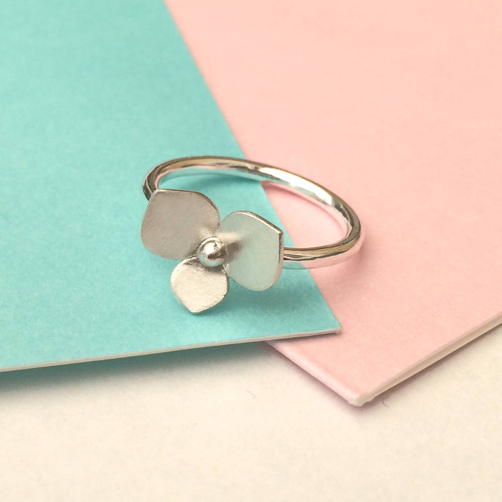 Silver Flower Petal Ring By a ring a day