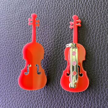 Red Violin Acrylic Brooch, 2 of 3