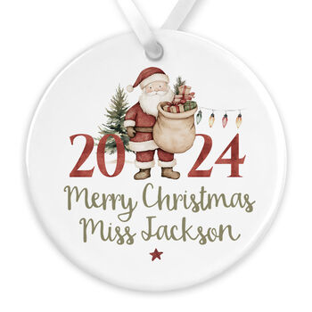 Personalised Thank You Teacher Christmas Tree Bauble, 2 of 4