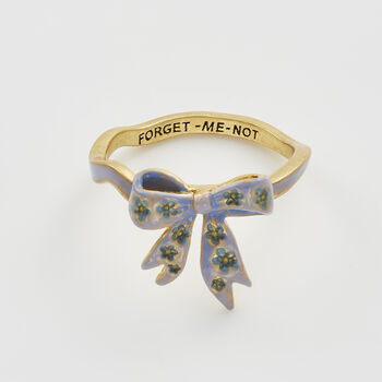 Gold Forget Me Not Bow Ring, 5 of 8