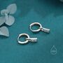 Sterling Silver Baguette Cz Huggie Hoop Earrings, thumbnail 7 of 12