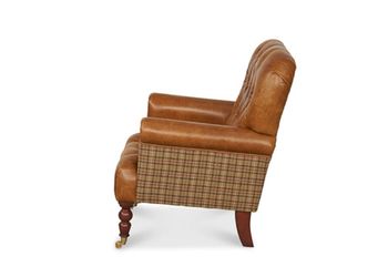 Imperial Buttoned Armchair Vintage Leather Or Tweed, 3 of 12