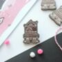 Christmas Wooden Pin Badge, Gingerbread Bookshop, thumbnail 4 of 6