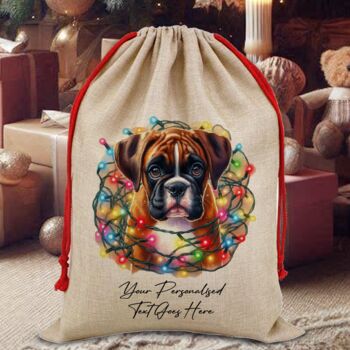 Personalised Boxer Dog In Christmas Lights, 7 of 10