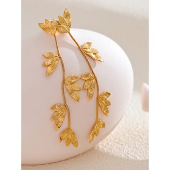 Monaco D’or Gold Flower Dangle Charm Earrings, 2 of 2