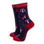 Women's Red Toadstools Enchanted Woodland Bamboo Socks Blue, thumbnail 1 of 4