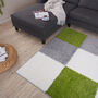 The Rugs Geometric Shaggy Rug Green Checkered Rug, thumbnail 3 of 12