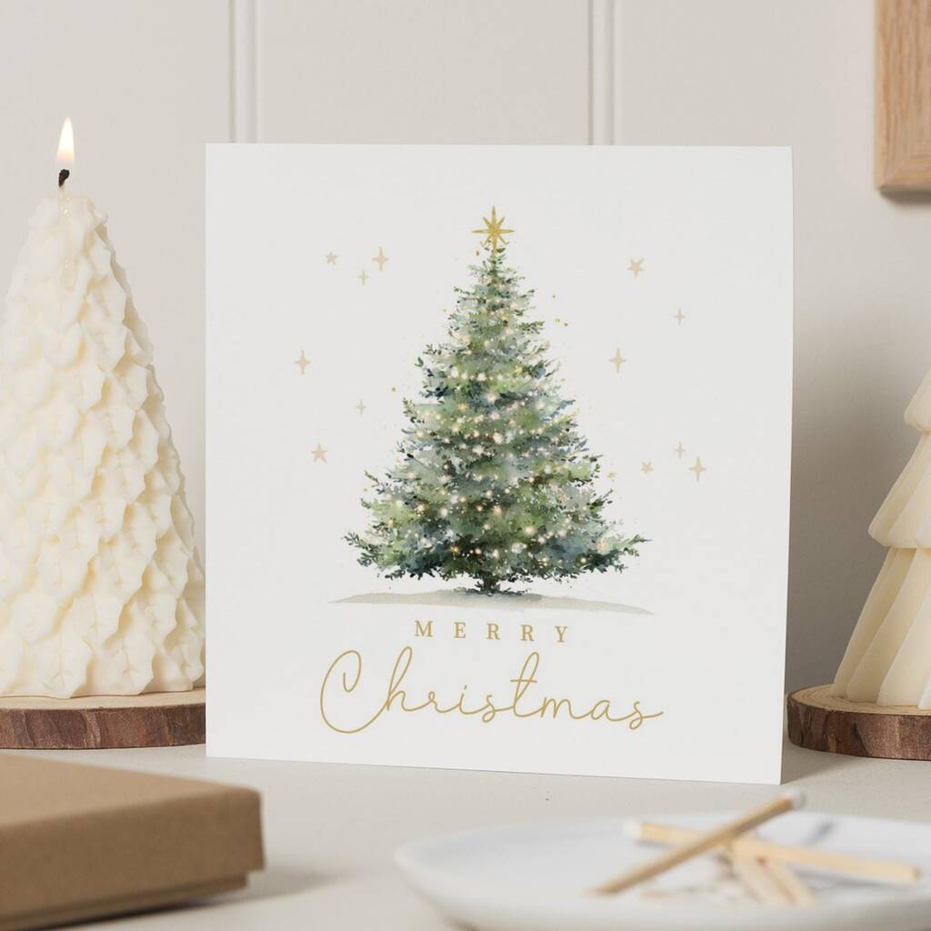 Personalised Merry Christmas Tree Card For Him Or Her, 1 of 7