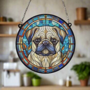 Pug Stained Glass Effect Suncatcher, 5 of 6