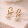 18ct Gold Plated Freshwater Pearl Huggie Earrings, thumbnail 1 of 6
