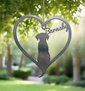 Personalised Dog Silhouette Steel Heart, 2 of 4