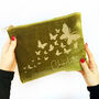 Personalised Velvet Butterfly Trail Make Up Bag Bag, thumbnail 1 of 12