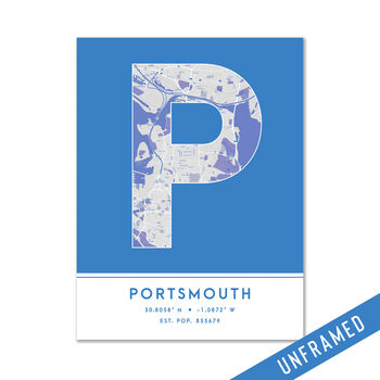 Portsmouth City Map Wall Art Print, 8 of 9