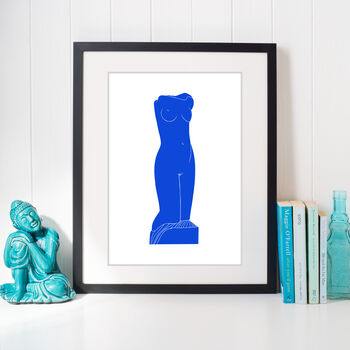 Female Figurative Torso Blue Linocut Art Print, 3 of 6