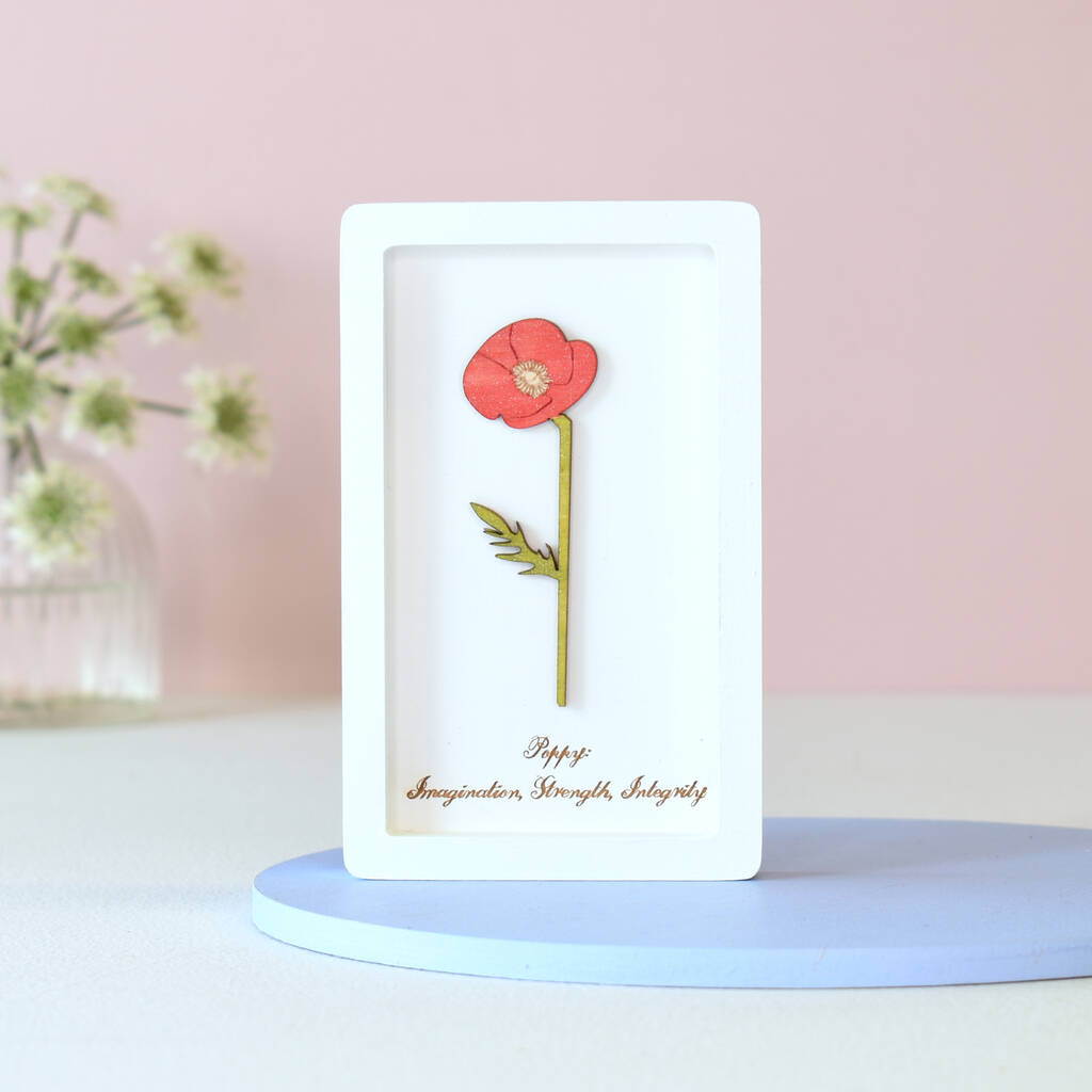 August Birth Flower Miniature Poppy Wall Art Gift, 1 of 12