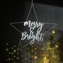 'Merry And Bright' Silver Star Hanging Decoration, thumbnail 1 of 1