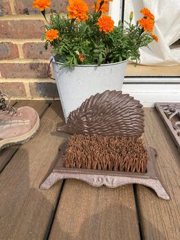Cast Iron Hedgehog Boot Brush And Scraper Welly Cleaner, 4 of 8