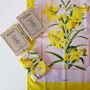 Yellow/Pink Botanical Lily Print Tea Towel, thumbnail 4 of 9