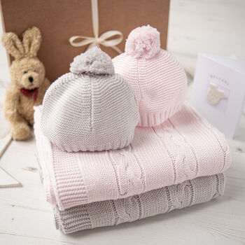 Baby Girls Pale Pink Chunky Cable Blanket, 2 of 12