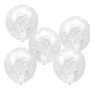Pack Of Five White Confetti Filled Clear Balloons, thumbnail 2 of 3