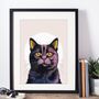 Black Cat Portrait Illustration Art Print, thumbnail 1 of 3