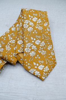 Liberty Capel Mustard Handmade Personalised Wedding Tie Adults And Childs, 2 of 5