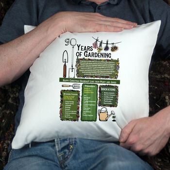 90 Years Of Gardening 90th Birthday Gift Cushion, 2 of 6
