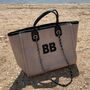 Personalised Beige And Black Large Chain Tote Beach Bag, thumbnail 6 of 7