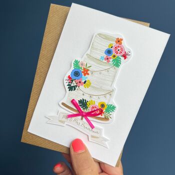 Luxury Personalised Wedding Card With Wedding Cake, 5 of 7