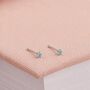 3mm Sterling Silver Aquamarine Blue Crystal Stud Earrings, thumbnail 1 of 3