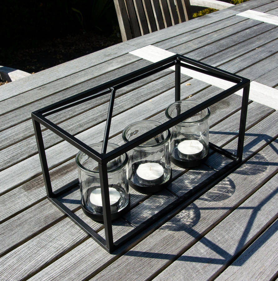 triple metal frame candle holder by ella james