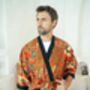 Men's Cotton Batik Kimono Robe In Red, thumbnail 4 of 5
