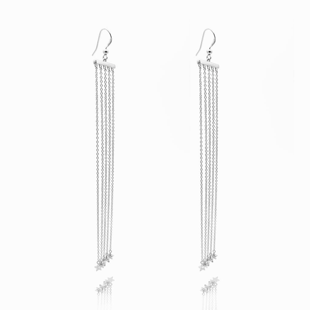 Silver Swarovski Long Drop Earrings