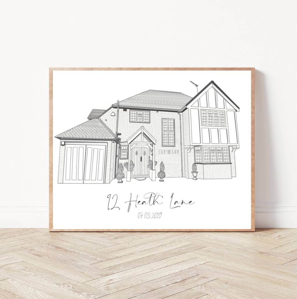 Personalised House Portrait Line Drawing By COMIKURI