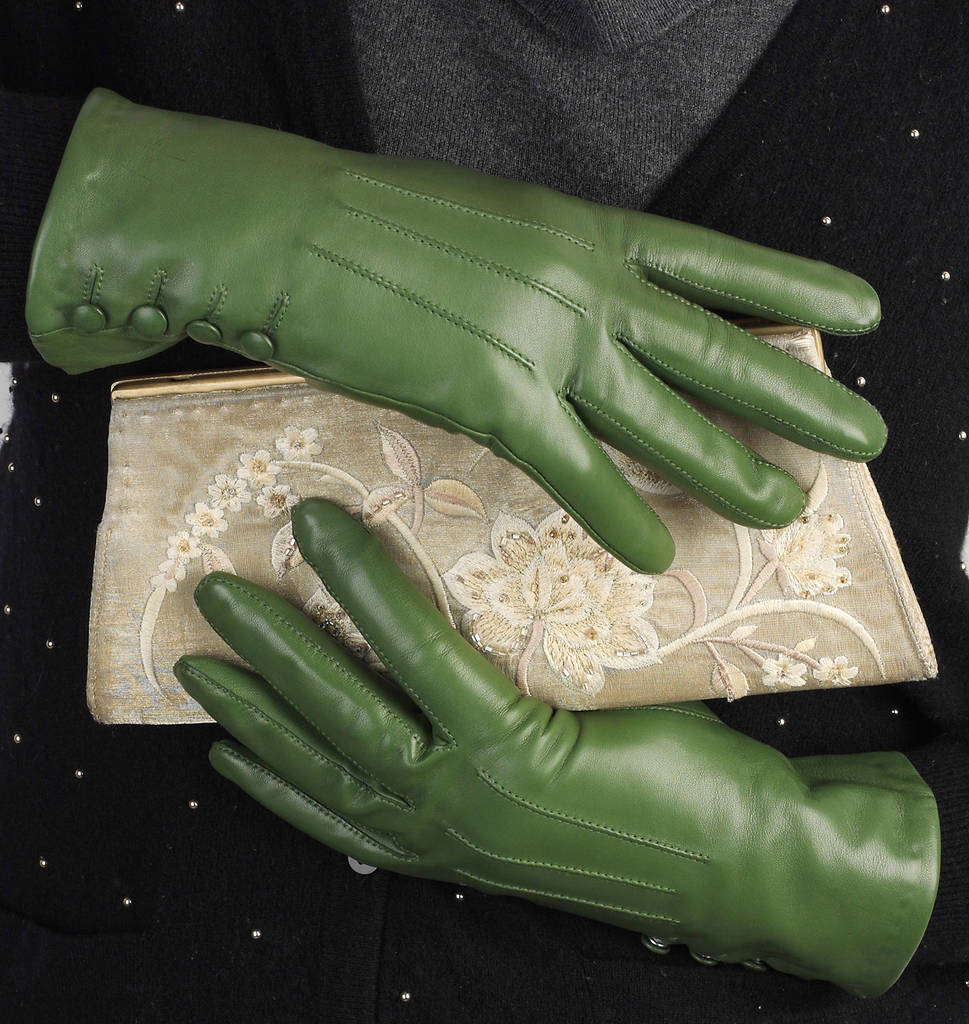 green leather gloves ladies