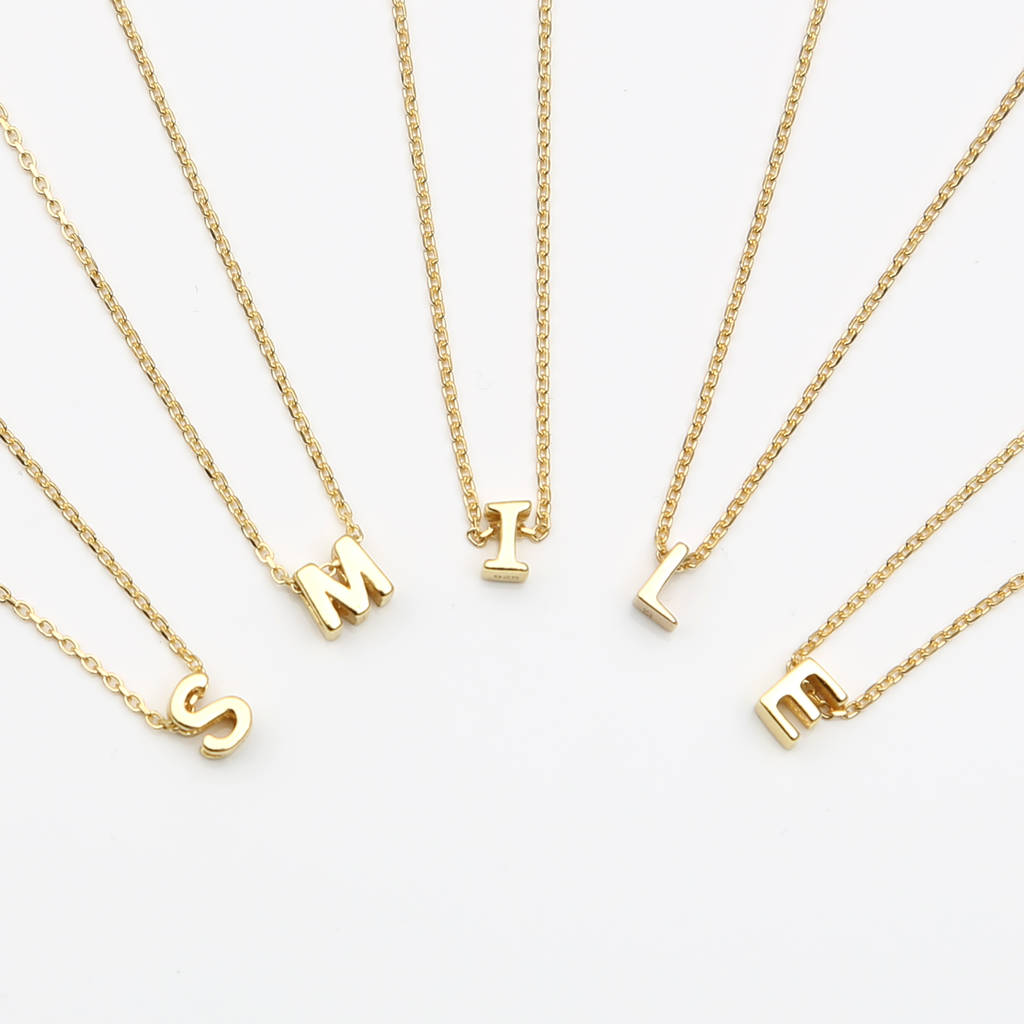 18ct Gold Plated Floating Mini Initial Necklace, 1 of 4