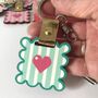 Personalised Teal Wavey Frame Keychain And Bag Charm, thumbnail 3 of 4