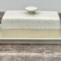 White Butter Dish With Cream Stripe, thumbnail 3 of 3