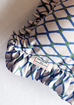 Lattice Frill Trim Cotton Cushion, 6 of 6