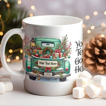 Personalised Christmas Vintage Truck Gift Mug, 6 of 9