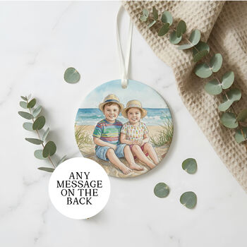 Father's Day Ceramic Photo Plaque With Message On Back, 2 of 8