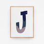 Purple And Blue Personalised Initial Letter Art Print, thumbnail 11 of 12