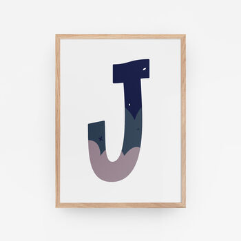 Purple And Blue Personalised Initial Letter Art Print, 11 of 12