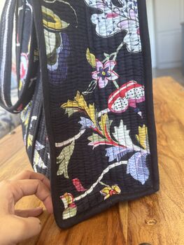 Block Print Quilted Tote Bag, Indian Print Handbag Pink, Black, 7 of 10