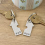 Housewarming Gift House Shaped Pair Of Personalised Keyrings With Cutout Heart, thumbnail 5 of 6