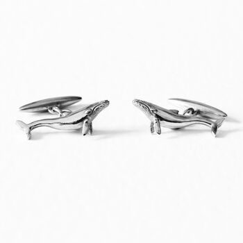 Blue Whale Cufflinks Silver/Gold Vermeil Plated, 5 of 7