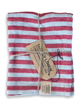 Red Stripe 100% European Linen Stripe Table Runner, 2 of 2