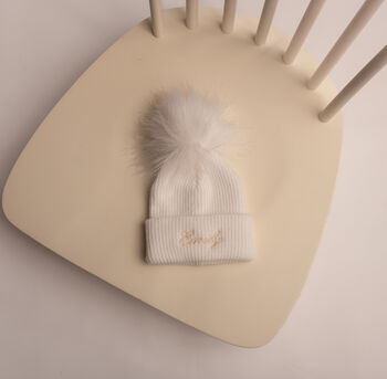 Personalised Baby Hat With Pom Pom, 5 of 8