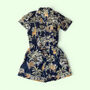 Giraffe And Leopard Print 100% Cotton Ladies Pyjama Short Set In Navy Blue, thumbnail 4 of 6