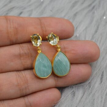 Amazonite Green Amethyst Earrings, 5 of 6